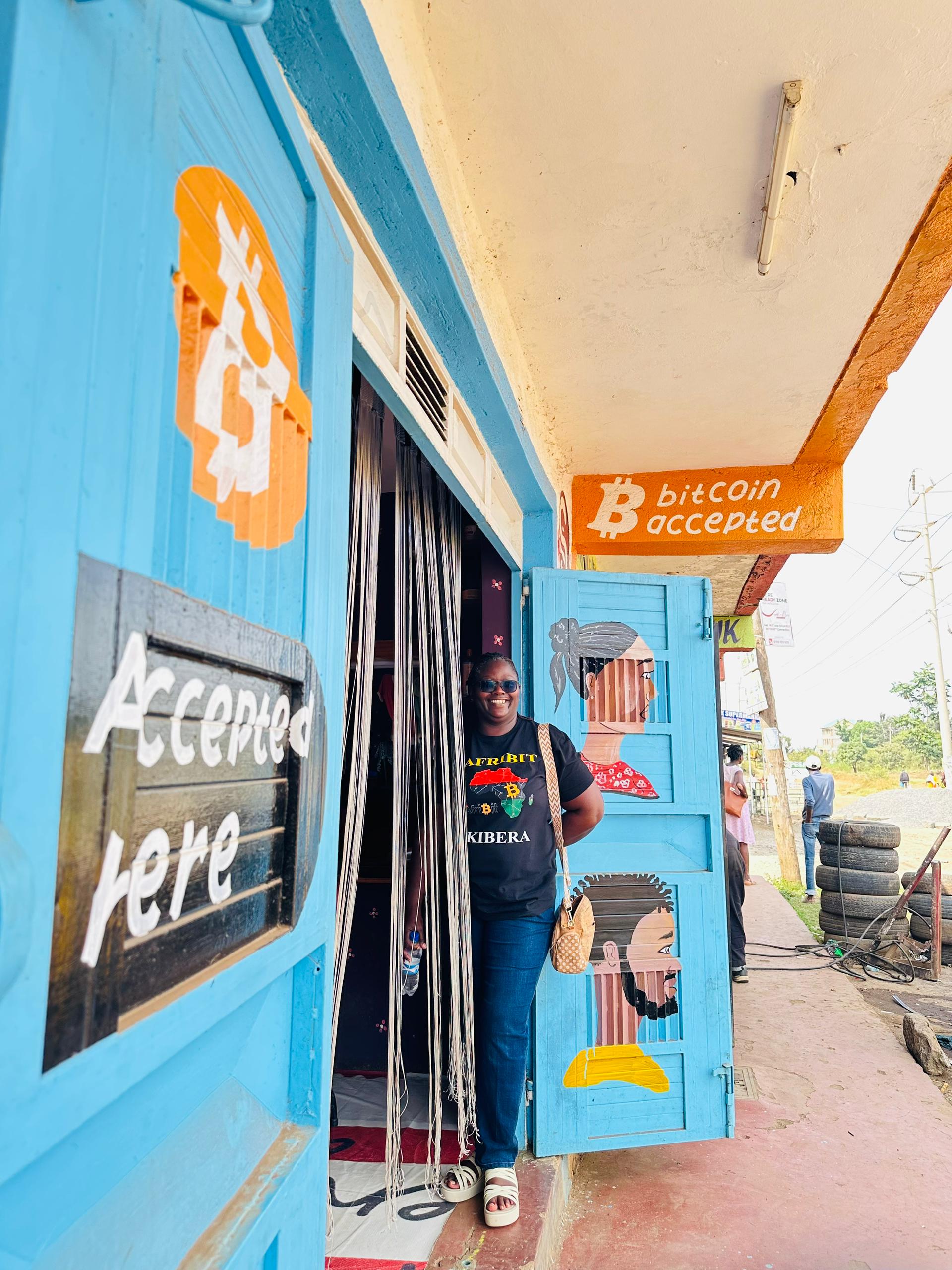Bitcoin Accepted Here — Afribit Kibera community shop, Nairobi